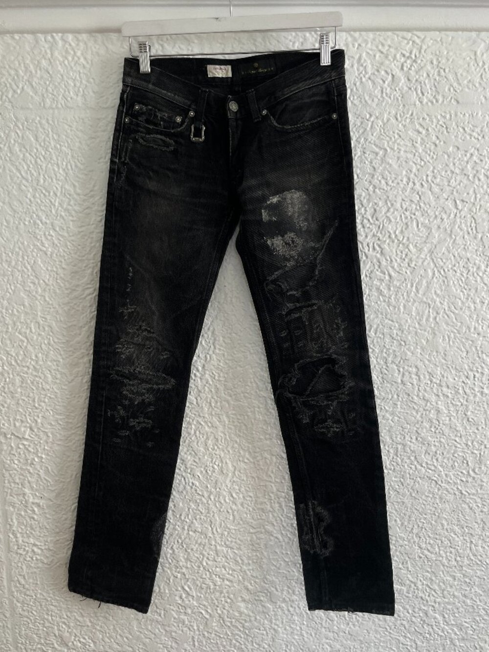 Ego Tripping Japanese Brand Ripped Grey Black Straight Leg Jeans